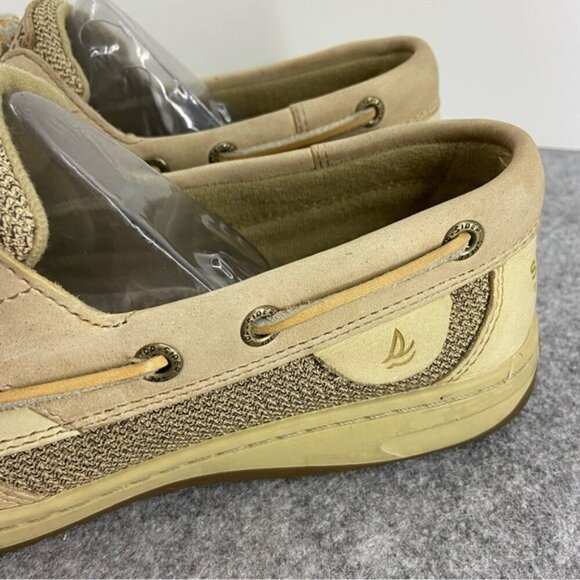 Sperry Top Sider Tan & Cream Leather Classic Boat Shoes Women’s Size 8.5 - Picture 3 of 15